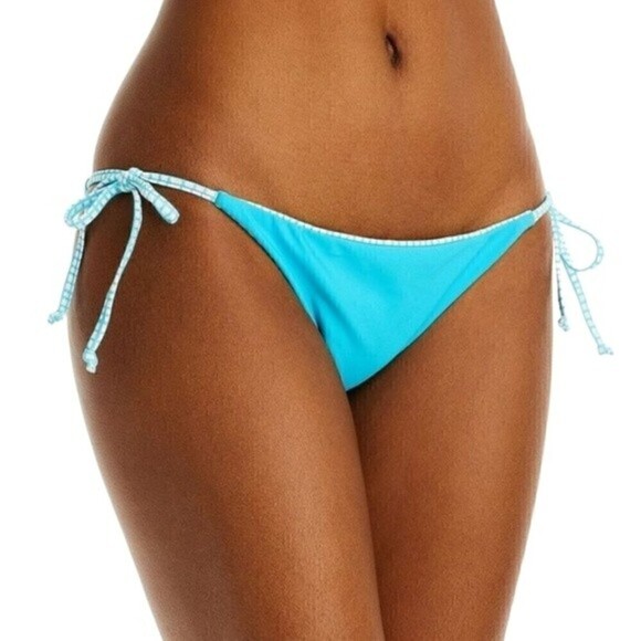 New! Solid & Striped The Iris Reversible Minigrid Cerulean Blue 2 Piece Bikini - Picture 3 of 13